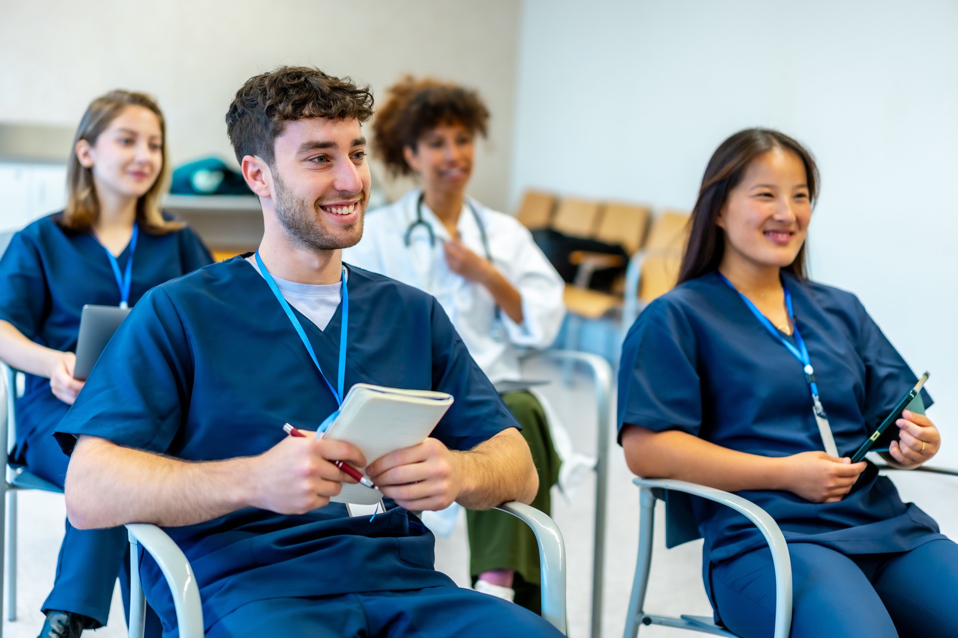 Medical doctors attending an education session